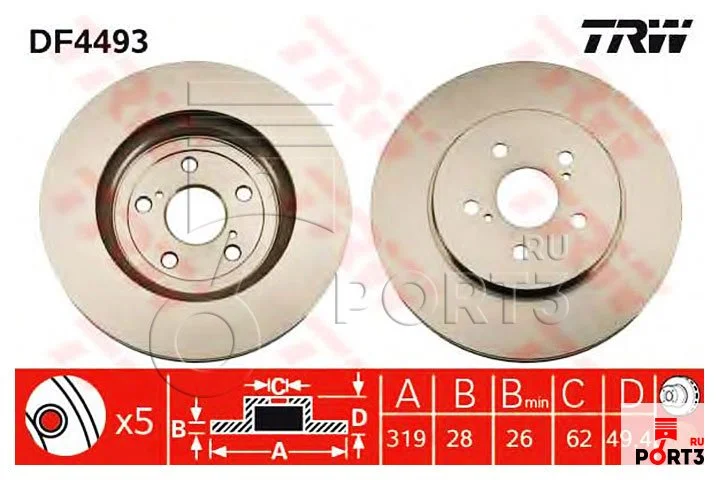 Диск гальмівний TOYOTA LEXUS RX300, 350, 400, 450 передн.