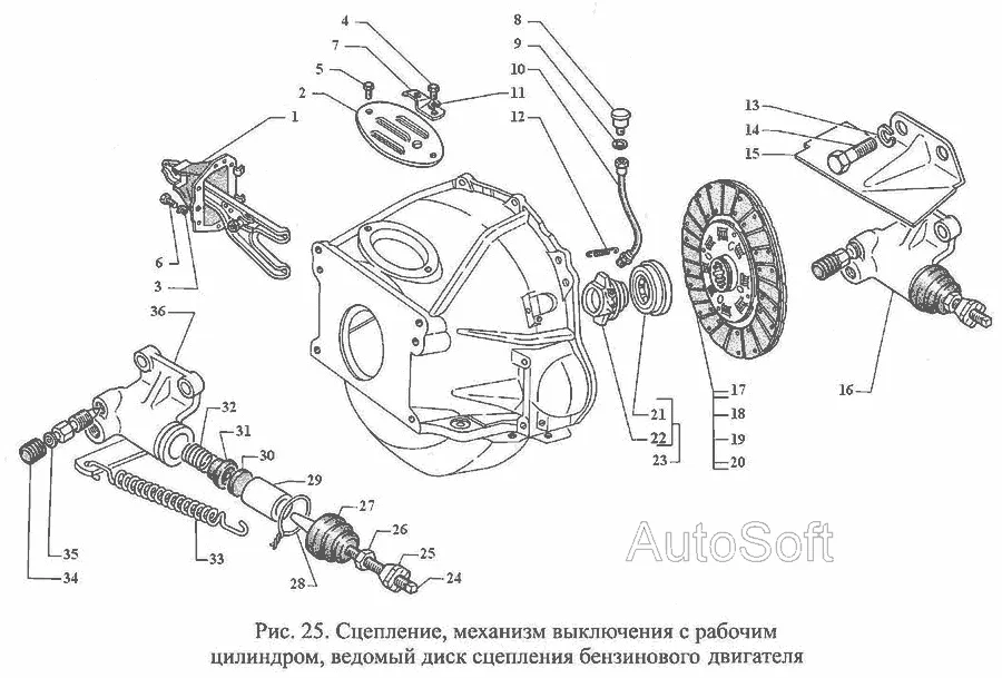 Вилка вимикання зчеплення ГАЗ 53 у зборі з чохлом (DETALKA)