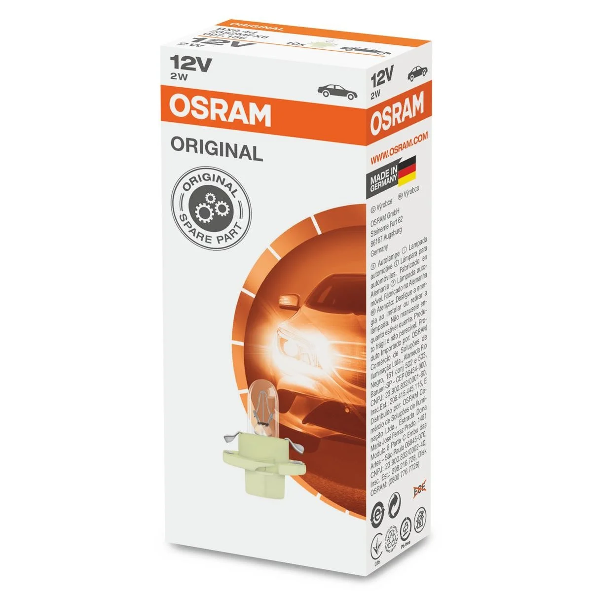 Лампа допоміжн. освітлення BX8,4d 12V 2W BX8.4d