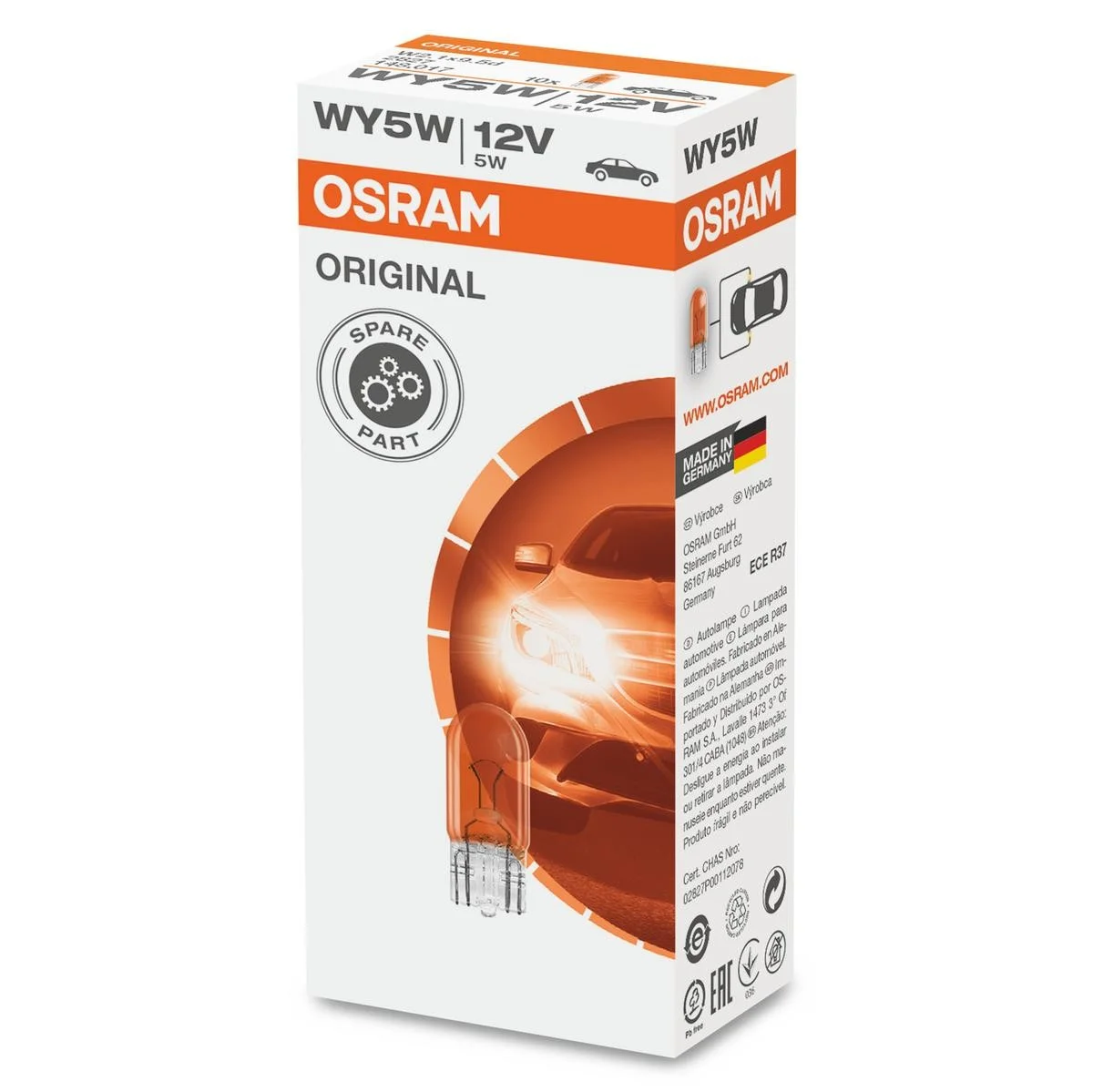 Лампа допоміжн. освітлення WY5W 12V 5W W2,1x9,5d