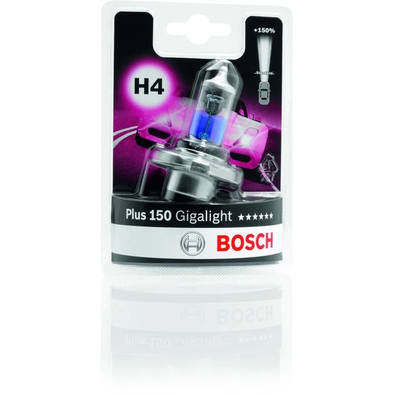 Лампа розжарювання H4 12V 60/55W P43t GigaLight +150 (blister 1шт)