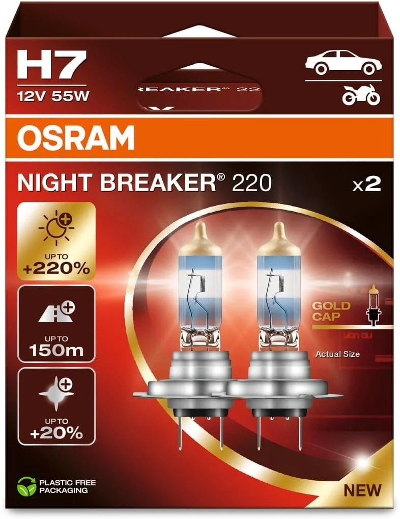 Лампа фарна H7 12V 55W PX26d NIGHT BREAKER (+220) компл.