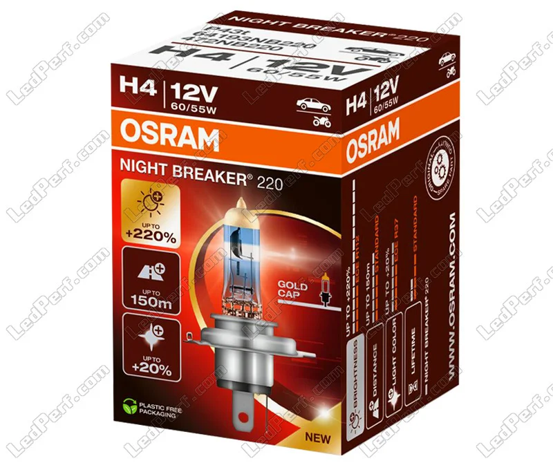 Лампа фарна H4 12V 60/55W P43t NIGHT BREAKER (+220%) 1шт
