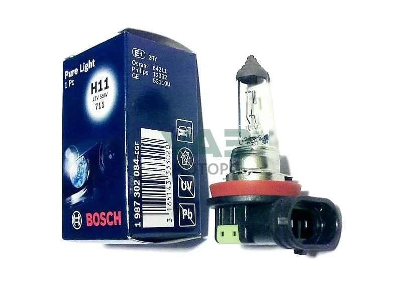 Лампа розжарювання H11 12V 55W PGJ19-2 PURE LIGHT