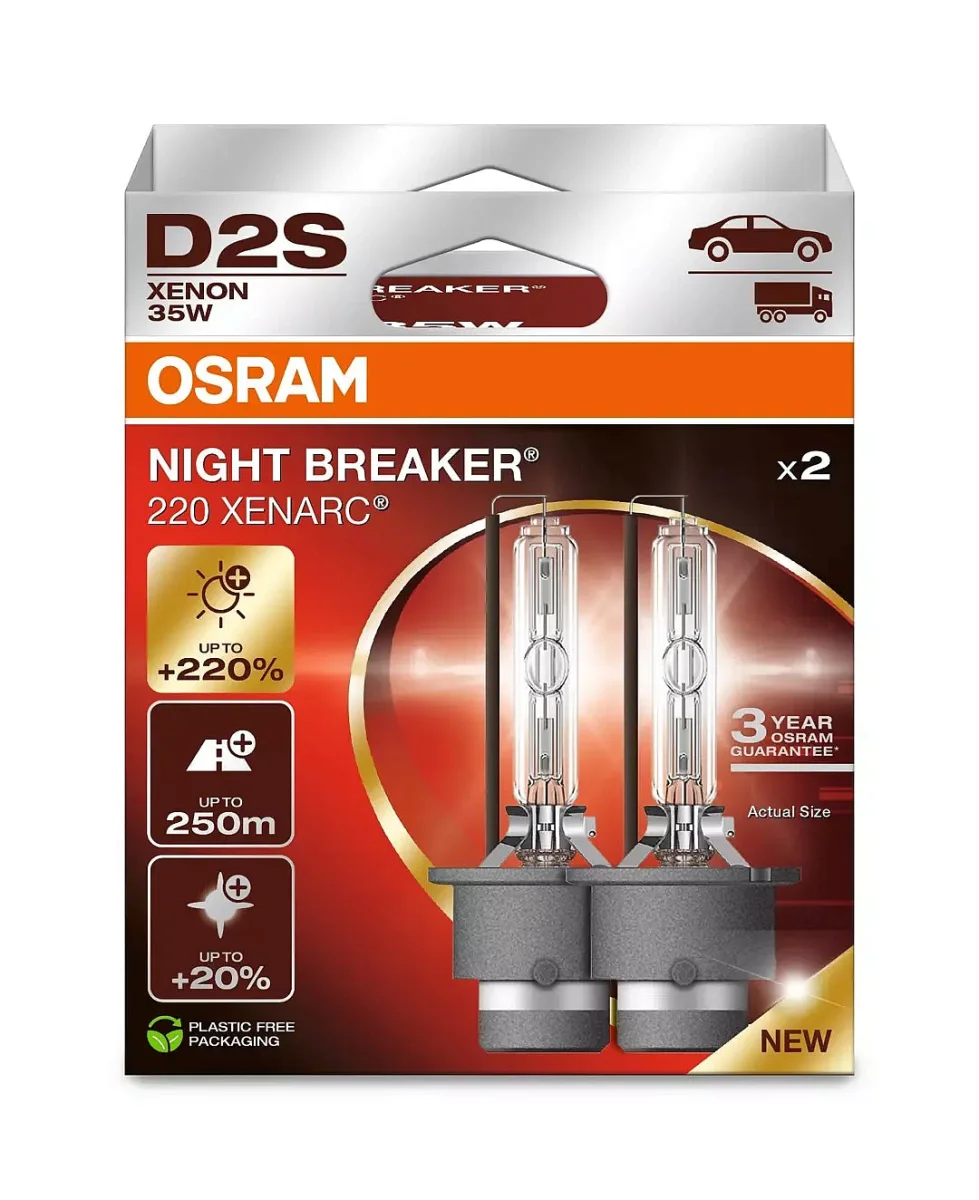 Лампа ксенонова D2S XENARC NIGHT BREAKER LASER Next Gen 85В, 35Вт, P32d-2 (+200)