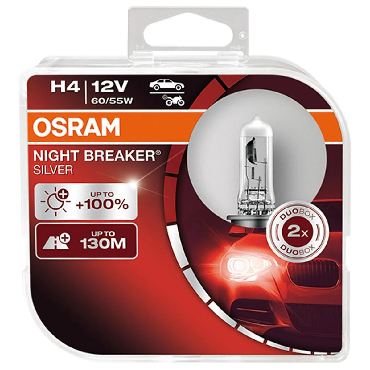 Лампа фарна H4 12V 60/55W P43t NIGHT BREAKER SILVER (+100) компл
