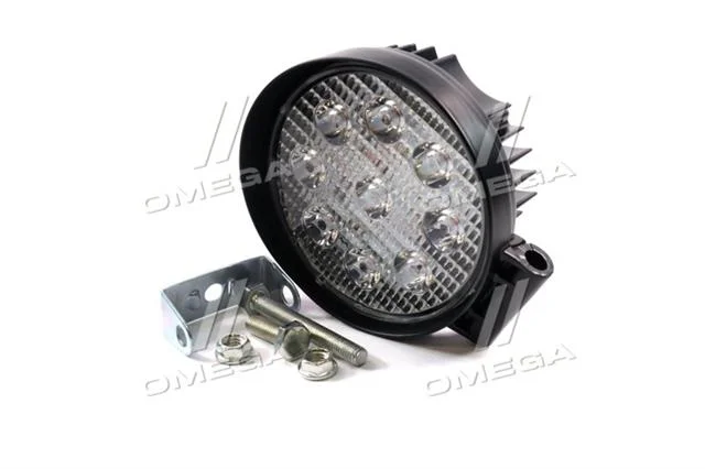 Фара LED додаткова 12/24V/27W (9 діодів) (кругла) 110 * 128мм, вузький промінь <ДК>