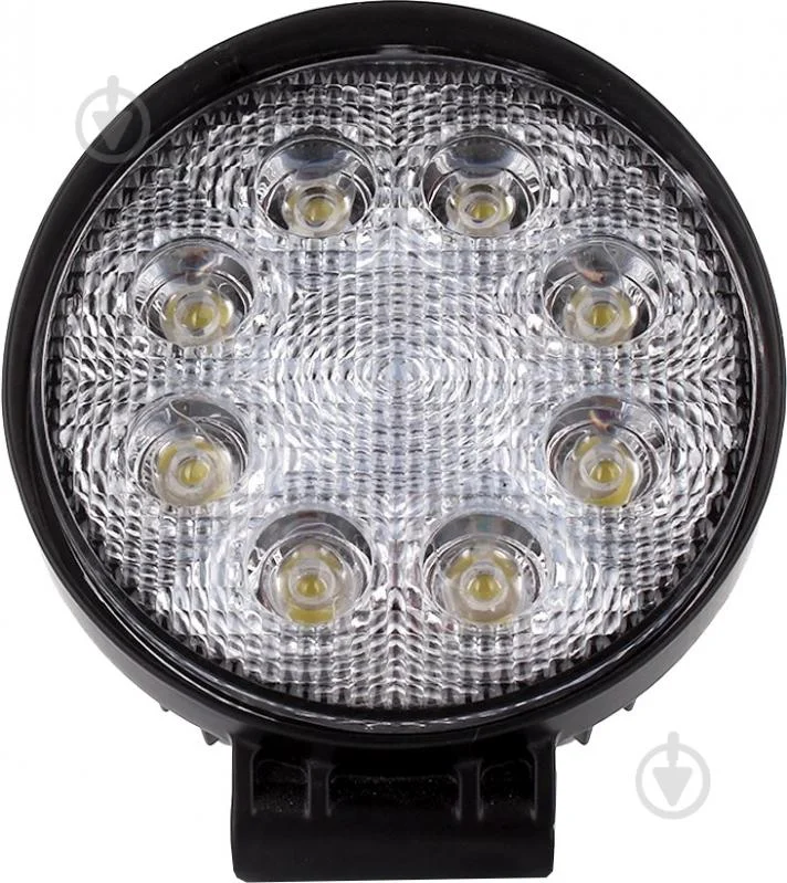 Фара LED додаткова 12/24V/24W (8 діодів) (кругла) 110х128мм, широкий промінь <ДК>