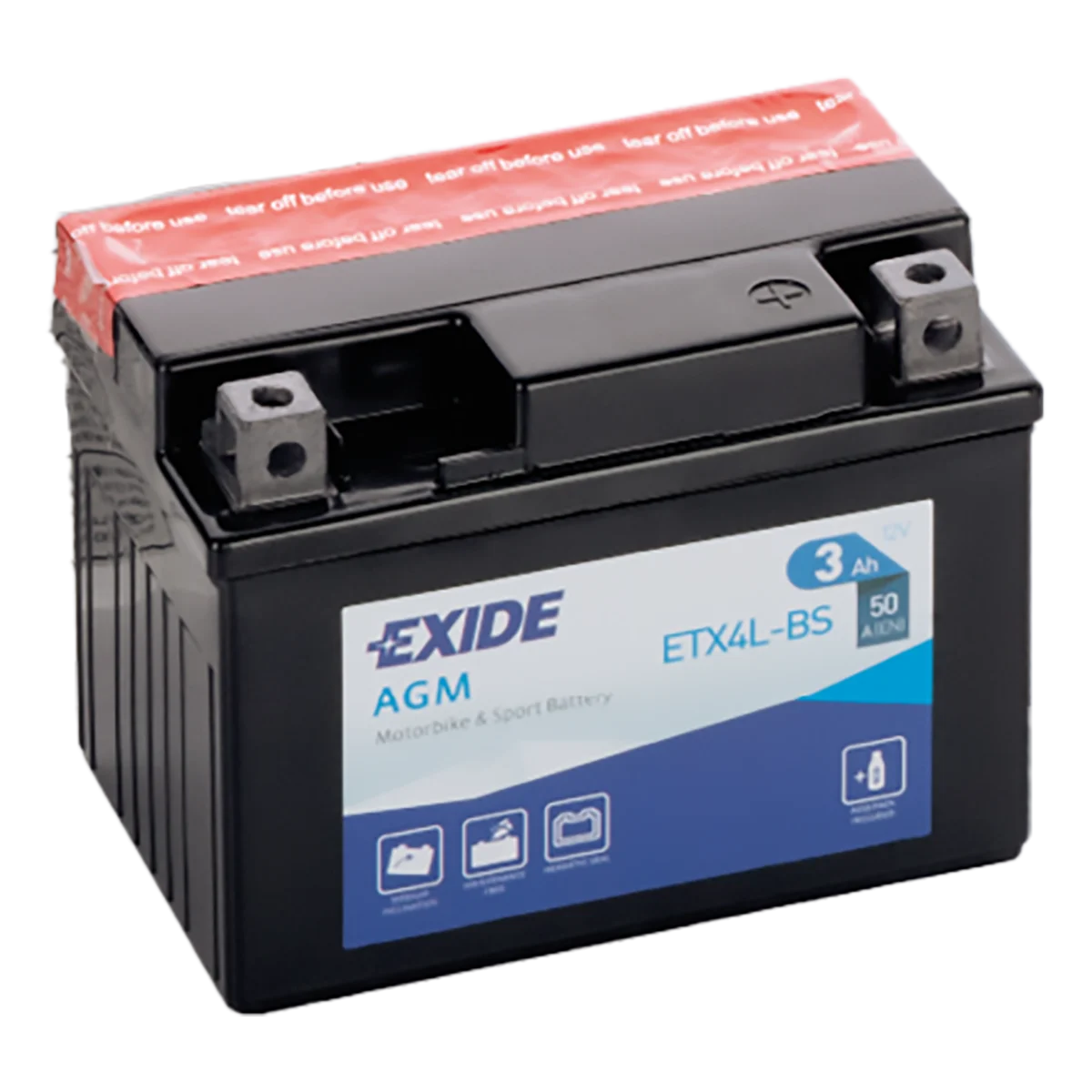 Акумулятор 3Ah-12v Exide AGM (ETX4L-BS) (113х70х85) R, EN50