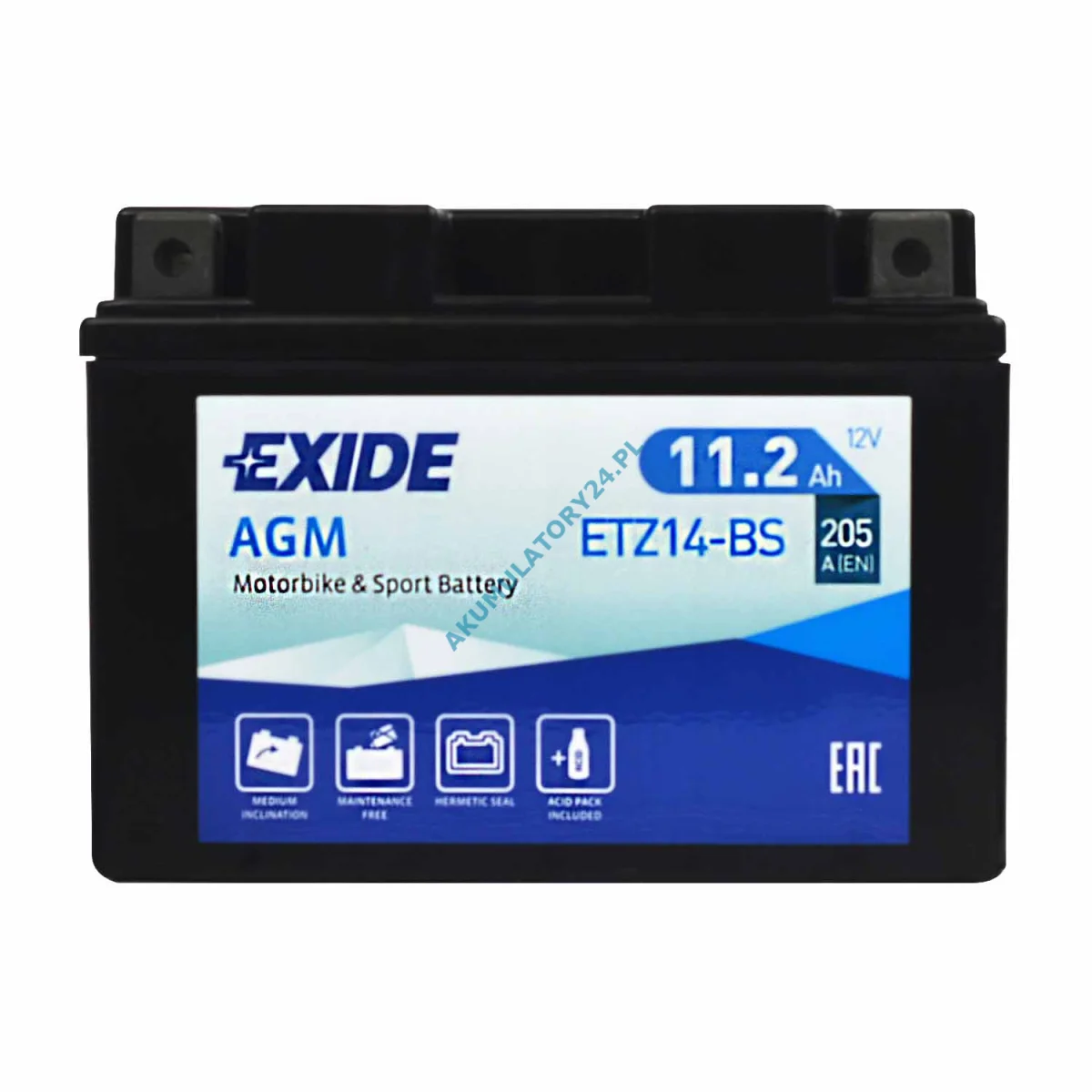 Акумулятор 11,2Ah-12v Exide AGM (ETZ14-BS) (150х87х110) L, EN205