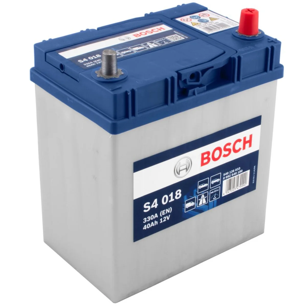 Акумулятор 40Ah-12v BOSCH (S4018) (187x127x227),R,EN330( Азія) тонк.клеми