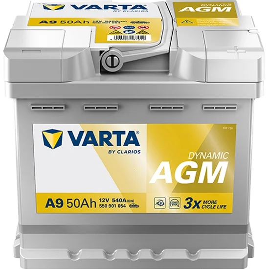 Акумулятор 50Ah-12v VARTA Dynamic AGM (А9) (207х175х190),R,EN540