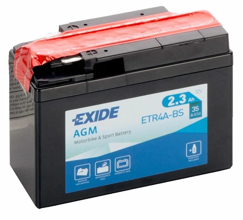Акумулятор 2,3Ah-12v Exide AGM (ETR4A-BS) (113х48х85) R, EN35