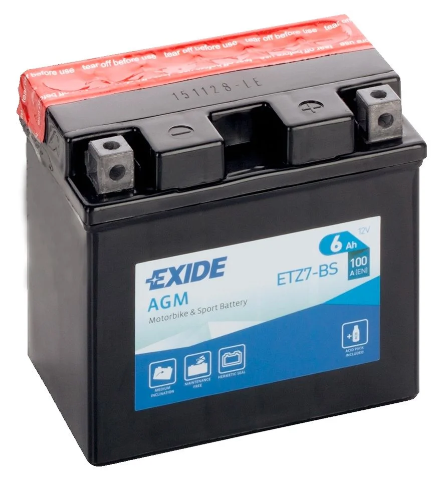 Акумулятор 6Ah-12v Exide AGM (ETZ7-BS) (113х70х105) R, EN100