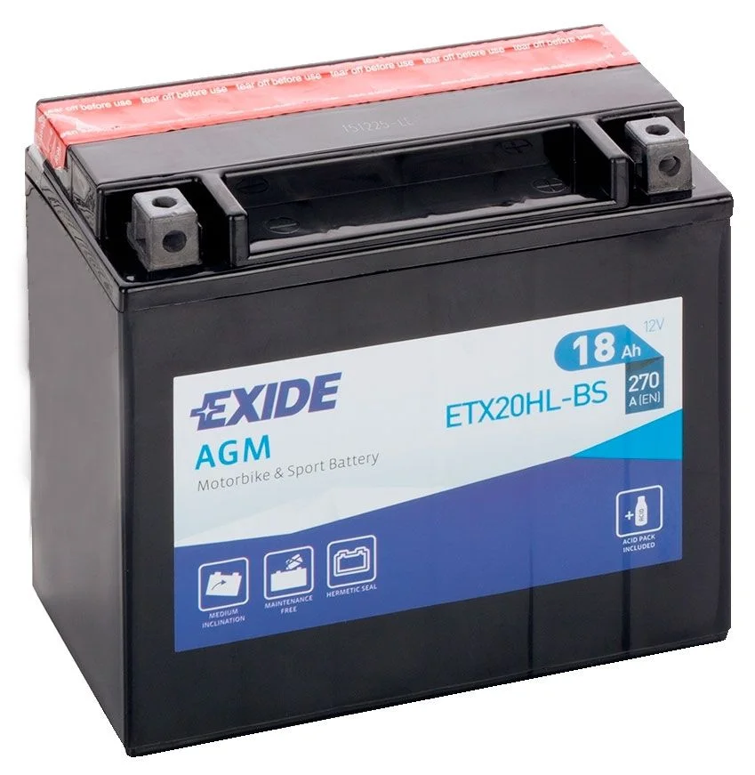 Акумулятор 18Ah-12v Exide AGM (ETX20HL-BS) (175х87х155) R, EN270