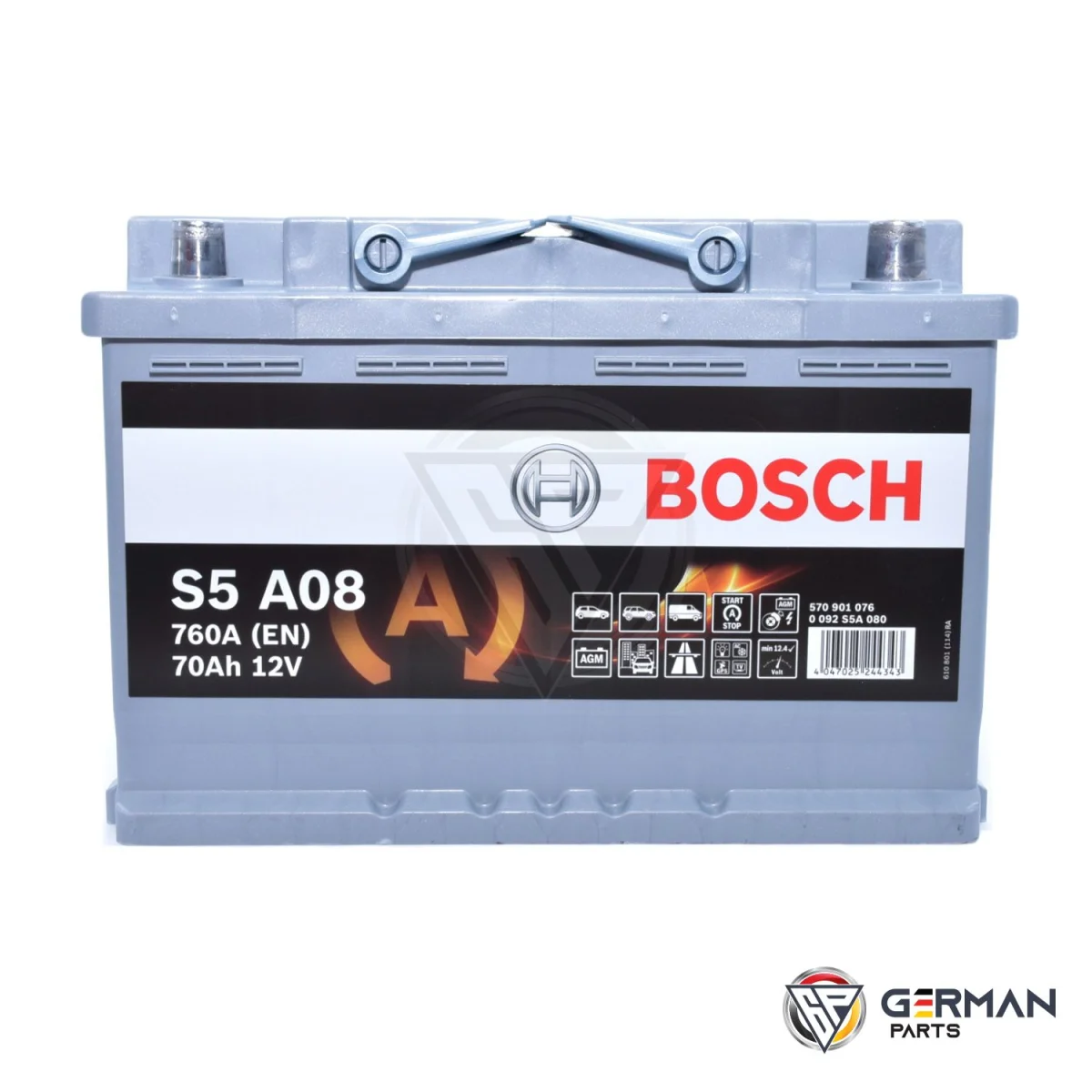 Акумулятор 70Ah-12v BOSCH AGM (S5A08) (278х175х190), R, EN 760