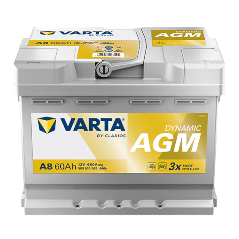 Акумулятор 60Ah-12v VARTA Dynamic AGM (A8) (242х175х190),R,EN680
