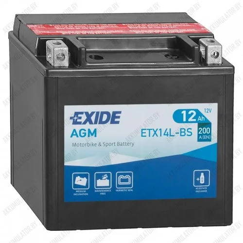 Акумулятор 12Ah-12v Exide AGM (150х87х145), R, EN200