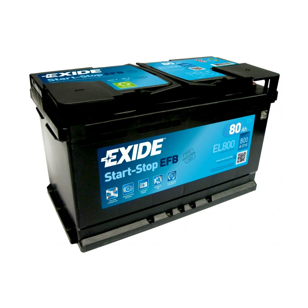 Акумулятор 80Ah-12v Exide EFB (315х175х190), R, EN800
