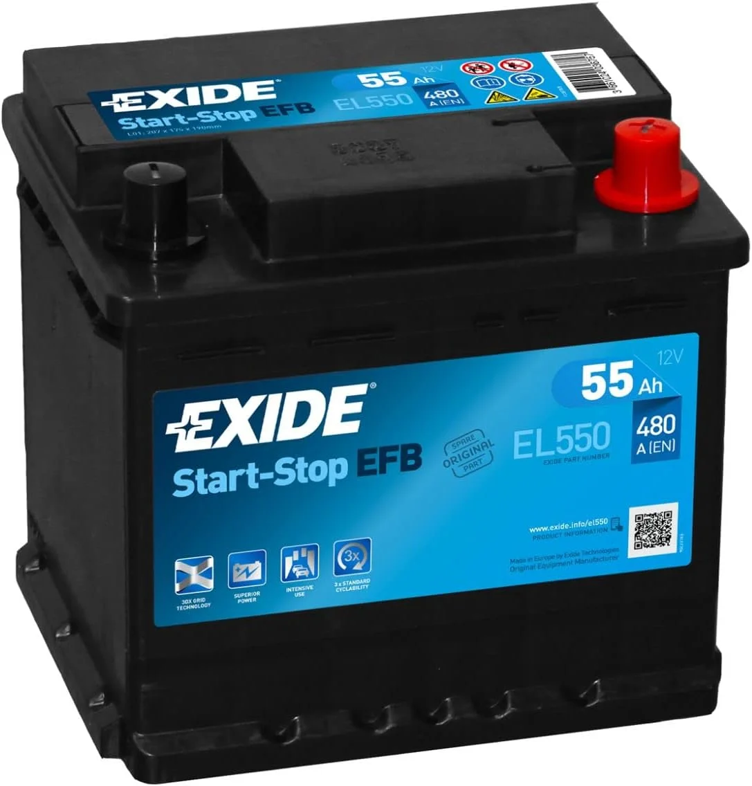 Акумулятор 55Ah-12v Exide EFB (207х175х190),R,EN540