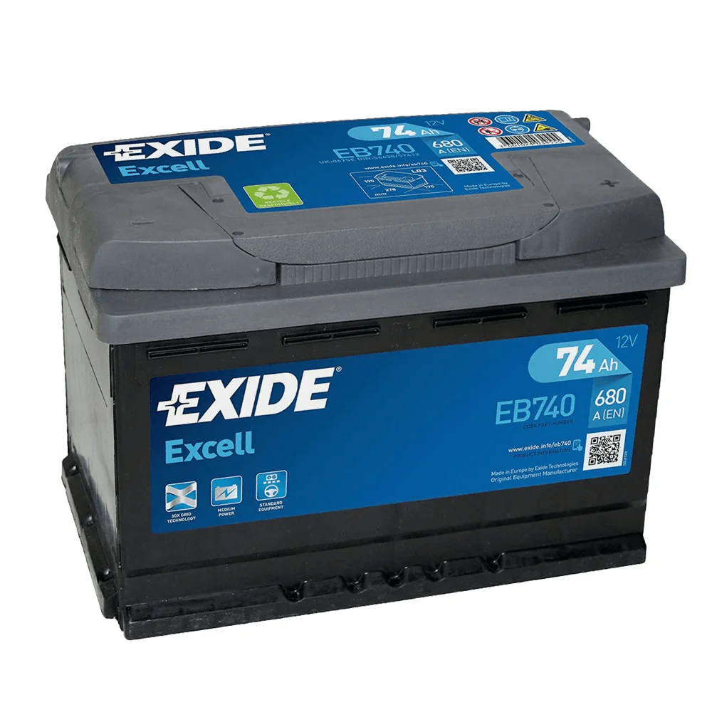 Акумулятор 74Ah-12v Exide EXCELL (278х175х190), R, EN680