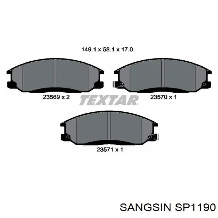 Колодка гальм. диск. передня для HYUNDAI SANTA FE SM, GRANDEUR 2.5, 2.7, 3.0