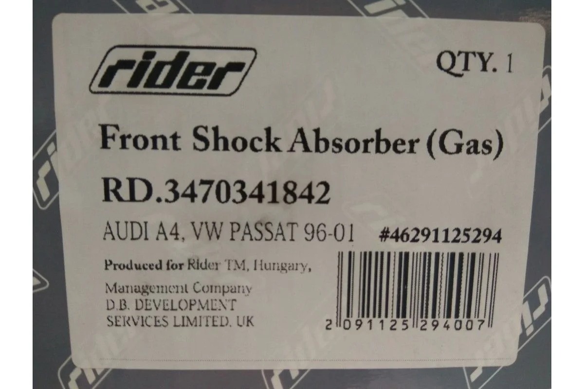 Амортизатор підв. AUDI A4, VW PASSAT 96-01 передн. газ. (RIDER)