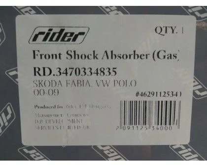Амортизатор підв. SKODA FABIA, VW POLO 00-09 передн. газ. (RIDER)